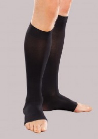 15-20 mmHg Opaque Knee High Short Open-Toe, for men & Women, Small Short Black